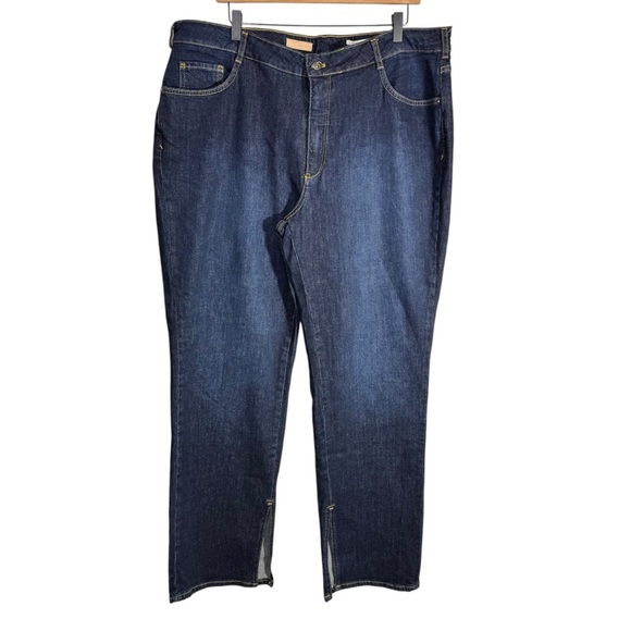 Anthropologie Pilcro The Split Straight Jeans Size 18 Dark Wash Denim Casual - Picture 3 of 16